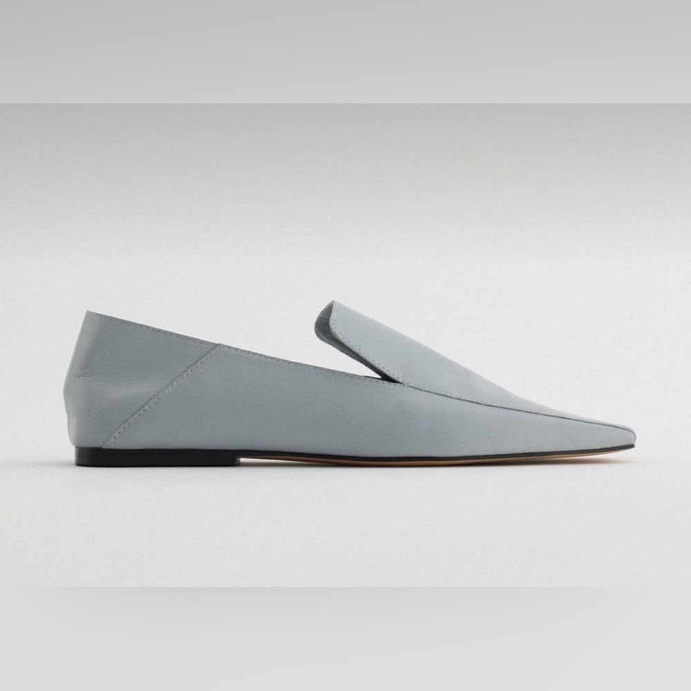 Zara Square Toe Leather Loafers. Size 6.5 ( 37)
